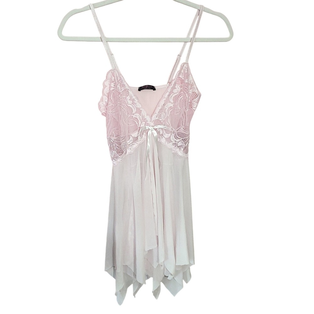 Avidlove Pink Lace Babydoll Chemise Lingerie Handkerchief Small Nighty Fairycore